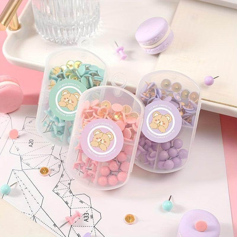 75pcs Macaron Thumbtack Cork Board I-shaped Nail Wall Nail Preschool Photo Wall