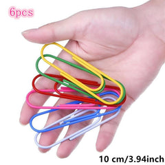 6pcs Jumbo Coated Paper Clips 100 50 33mm Multicolor For Documents