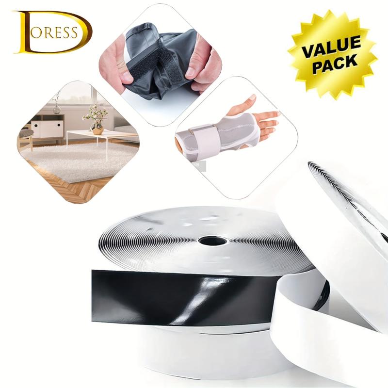 DORESS 3 81 cm x 3 96 Meter Hook and Loop Tape Sticky Back Fastener Roll