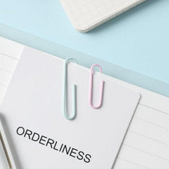 Colorful Paper Clips in Box, Metal Bound Office Supplies