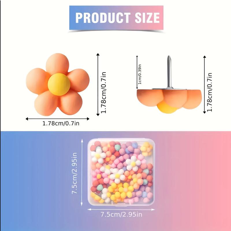 30pcs Multicolor Macaron Style Flower Push Pins I Nails School Decoration