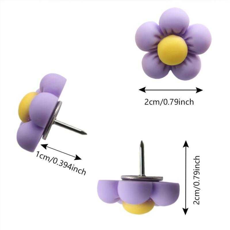 30pcs Multicolor Macaron Style Flower Push Pins I Nails School Decoration