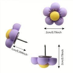 30pcs Multicolor Macaron Style Flower Push Pins I Nails School Decoration