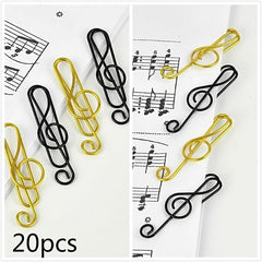 20pcs Musical Note Shaped Paper Clips, Colorful Metal Clips