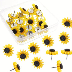 30pcs Sunflower Decorative Tacks & Push Pins for Cork Boards Offices Schools