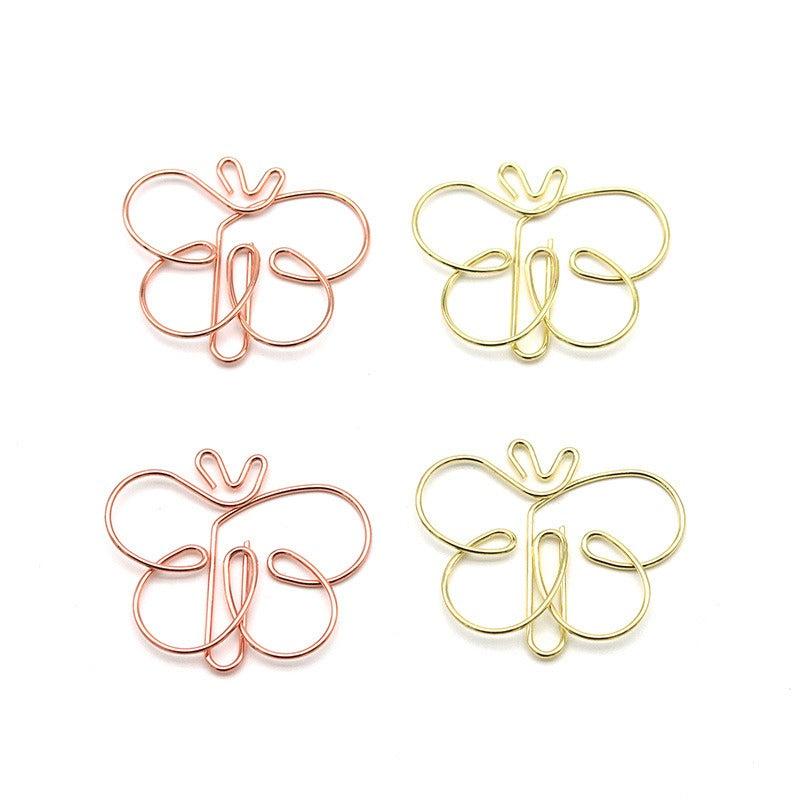 20pcs Butterfly Metal Paper Clips Bookmarks for Office School Stationery