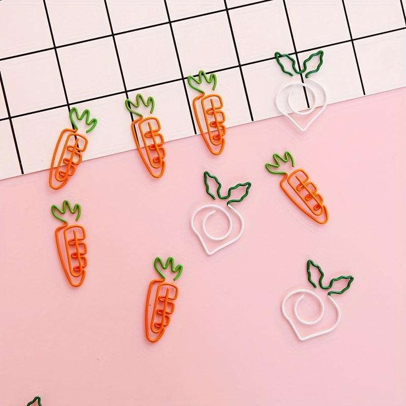 24pcs Carrot Paperclips Cartoon Shape Office Stationery Supplies