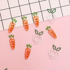 24pcs Carrot Paperclips Cartoon Shape Office Stationery Supplies