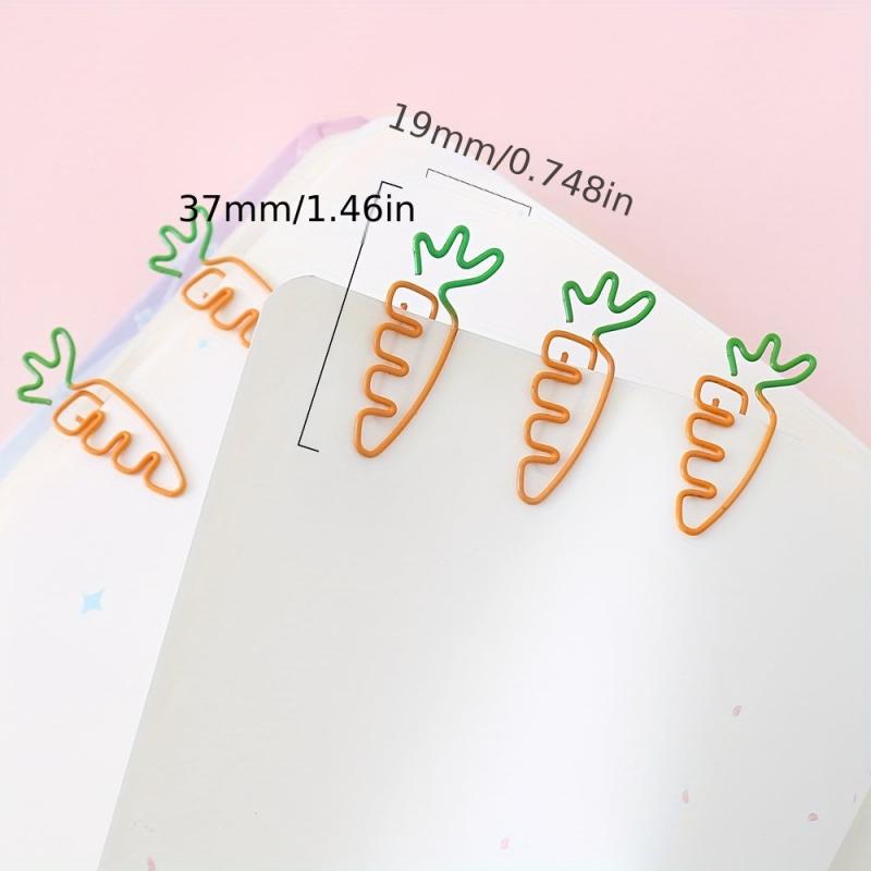 24pcs Carrot Paperclips Cartoon Shape Office Stationery Supplies