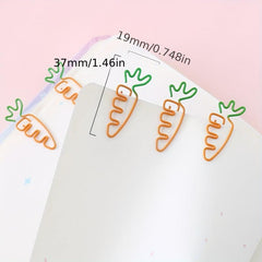 24pcs Carrot Paperclips Cartoon Shape Office Stationery Supplies