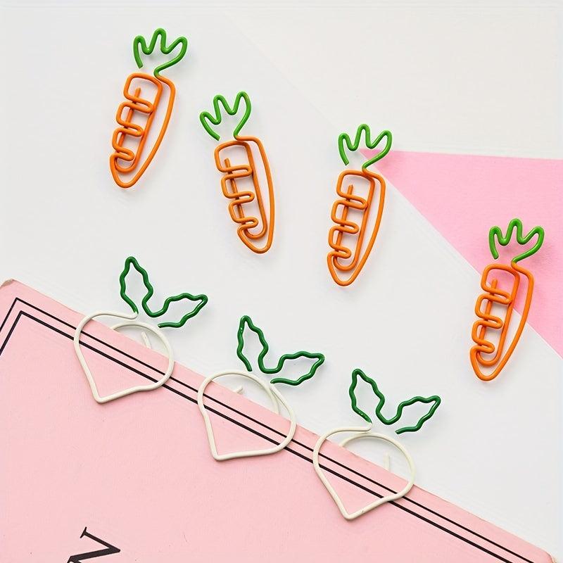 24pcs Carrot Paperclips Cartoon Shape Office Stationery Supplies
