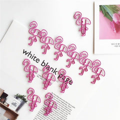 5pcs Cute Cartoon Girl Paper Clip Set for Office and School, Pink Female Bookmar
