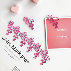 5pcs Cute Cartoon Girl Paper Clip Set for Office and School, Pink Female Bookmar
