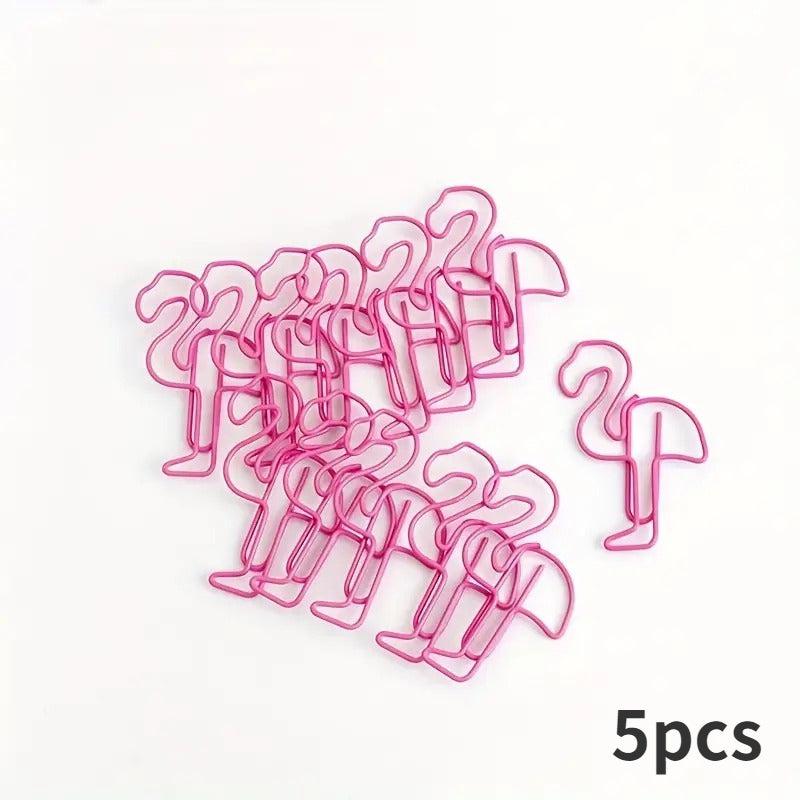 5pcs Cute Cartoon Girl Paper Clip Set for Office and School, Pink Female Bookmar