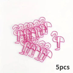 5pcs Cute Cartoon Girl Paper Clip Set for Office and School, Pink Female Bookmar