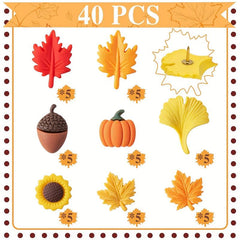 40pcs Autumn Push Pins Decoration for Cork Board Fall Decorative Thumb Tacks