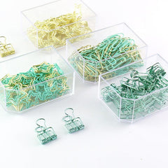 30pcs Pentagram Paper Clips Mint Green Golden Desk Organizer Office Supplies