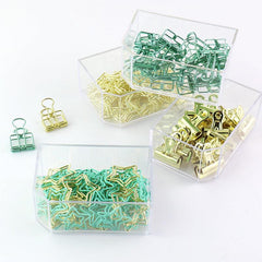 30pcs Pentagram Paper Clips Mint Green Golden Desk Organizer Office Supplies