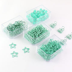 30pcs Pentagram Paper Clips Mint Green Golden Desk Organizer Office Supplies