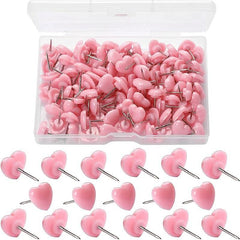 100pc Pink Heart Push Pins for Home School & Office Decor