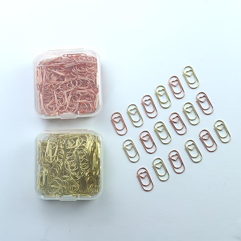 200pcs Golden Heart Mini Paper Clip: Creative Bookmark