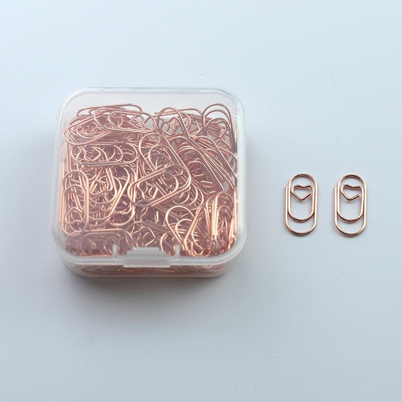200pcs Golden Heart Mini Paper Clip: Creative Bookmark