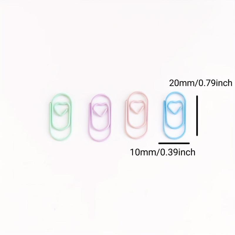 12pcs Mini Colorful Heart Metal Paper Clips 20mm