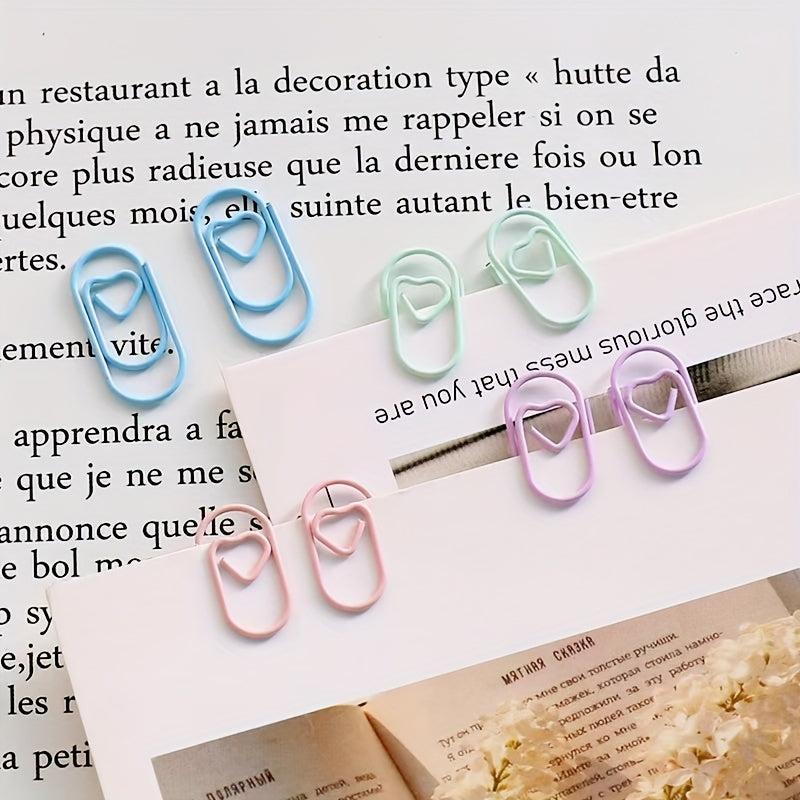 12pcs Mini Colorful Heart Metal Paper Clips 20mm