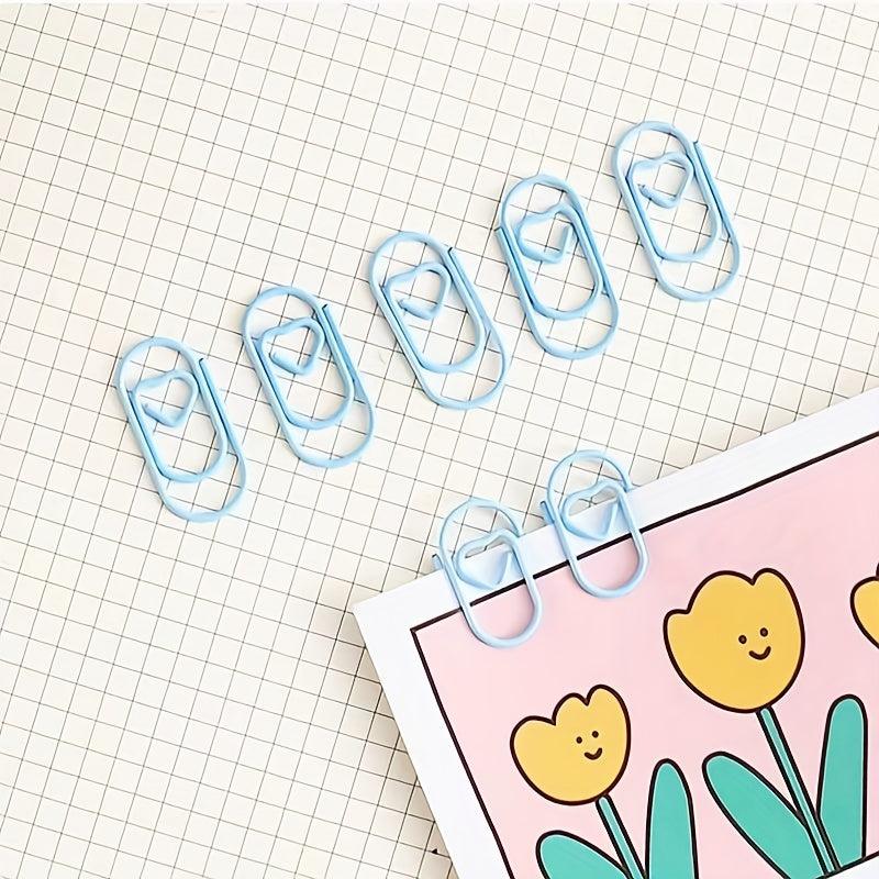 12pcs Mini Colorful Heart Metal Paper Clips 20mm