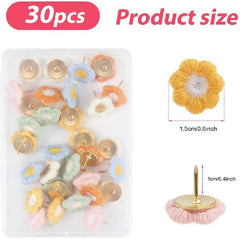 30pcs Flower Push Pins Decorative Thumb Tacks, 6 Colors