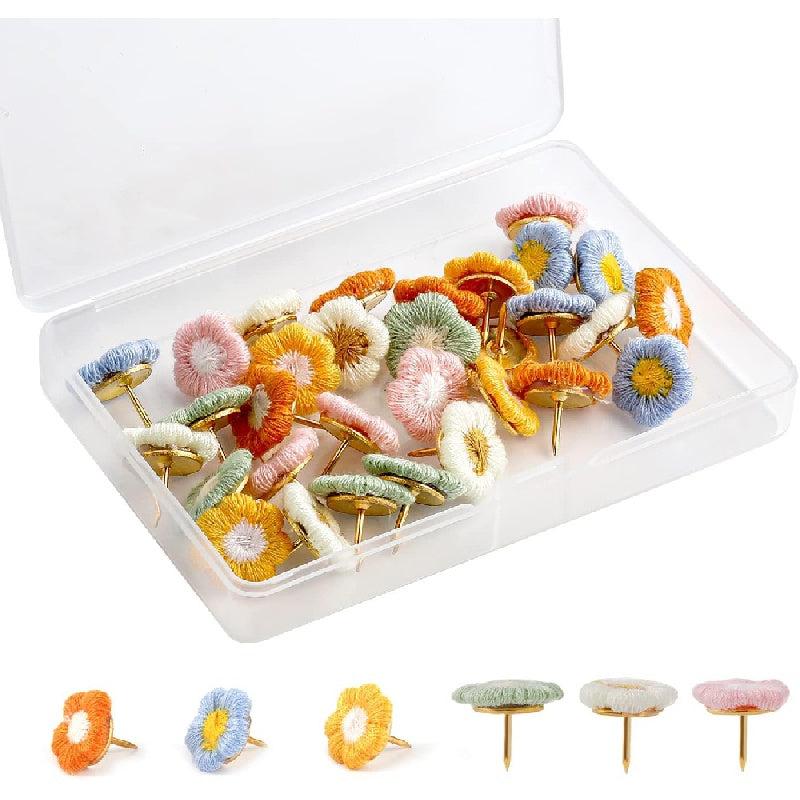 30pcs Flower Push Pins Decorative Thumb Tacks, 6 Colors