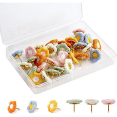 30pcs Flower Push Pins Decorative Thumb Tacks, 6 Colors