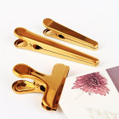 1pc Golden Bill Clip Food Bag Sealing Clip File Folder Clip