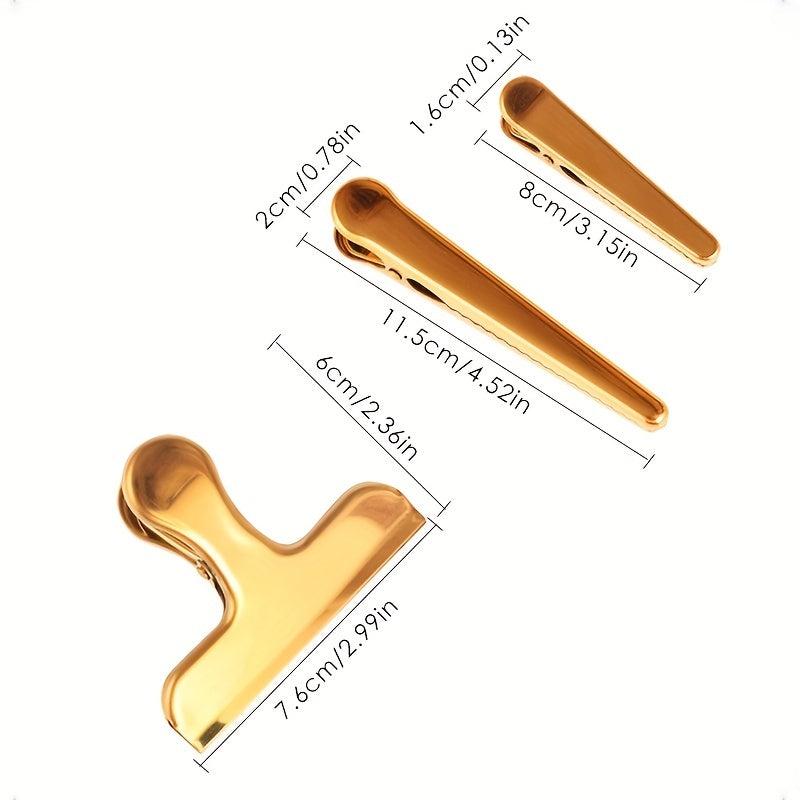 1pc Golden Bill Clip Food Bag Sealing Clip File Folder Clip