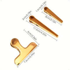 1pc Golden Bill Clip Food Bag Sealing Clip File Folder Clip