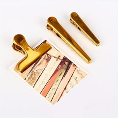 1pc Golden Bill Clip Food Bag Sealing Clip File Folder Clip