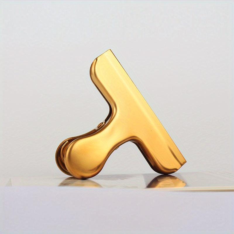 1pc Golden Bill Clip Food Bag Sealing Clip File Folder Clip