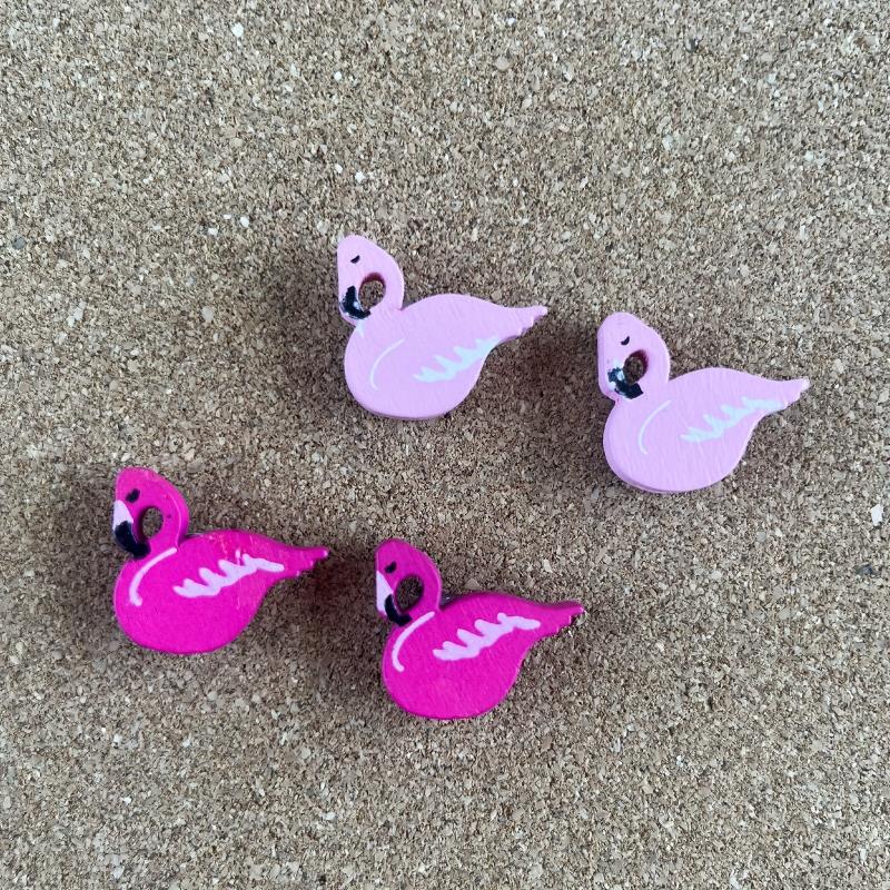 20 Flamingo Wooden Thumb Tacks for Map Marker Picture Memo