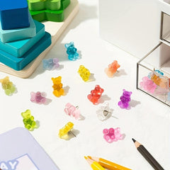 Set of 20 Cute Bear Push Pins for Boards & Posters
