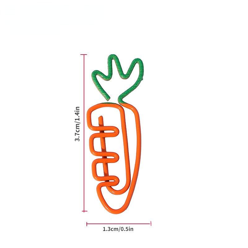 9pcs Cartoon Carrot Paper Clip Fruit Bookmark Special shaped Pin Stationery