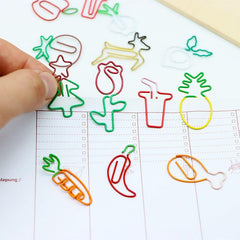 9pcs Cartoon Carrot Paper Clip Fruit Bookmark Special shaped Pin Stationery