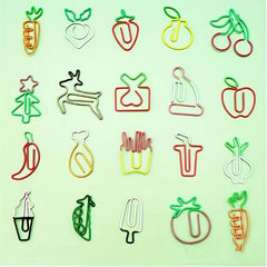 9pcs Cartoon Carrot Paper Clip Fruit Bookmark Special shaped Pin Stationery