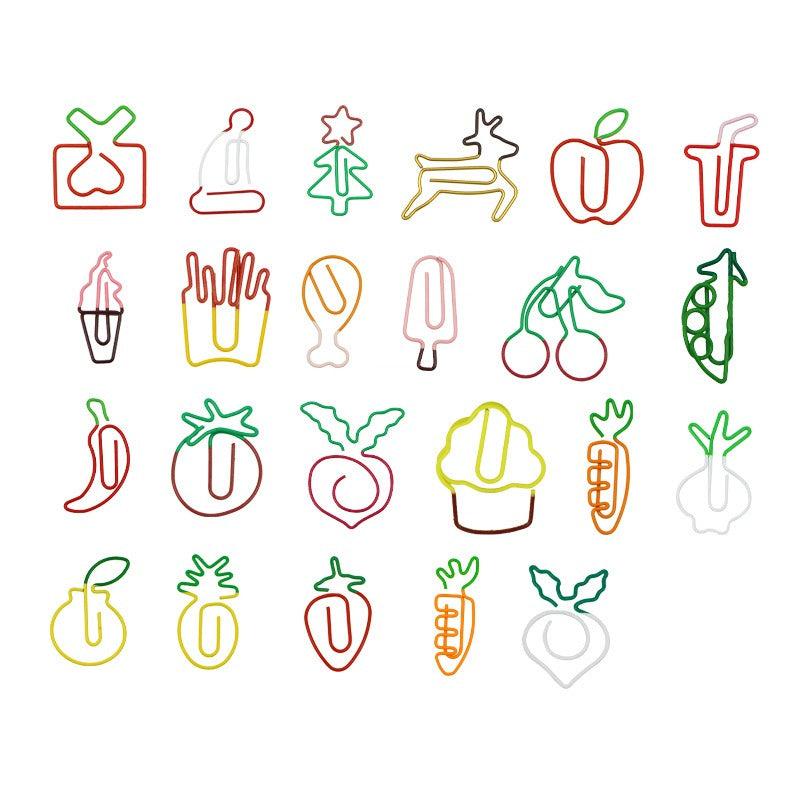 9pcs Cartoon Carrot Paper Clip Fruit Bookmark Special shaped Pin Stationery