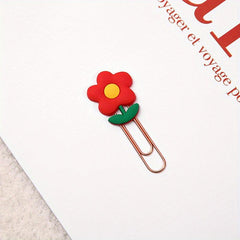 5pcs Cartoon Learning Stationery Bookmark Clip Metal Paper Clip