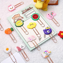 5pcs Cartoon Learning Stationery Bookmark Clip Metal Paper Clip