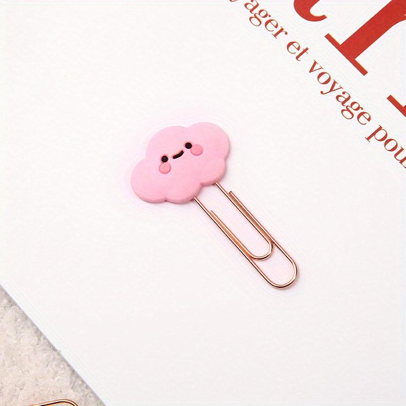5pcs Cartoon Learning Stationery Bookmark Clip Metal Paper Clip
