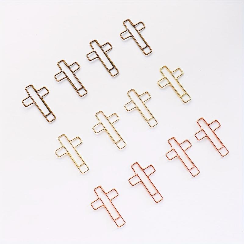 20pcs Cross Shape Rose Golden Paper Clips Small For School Office