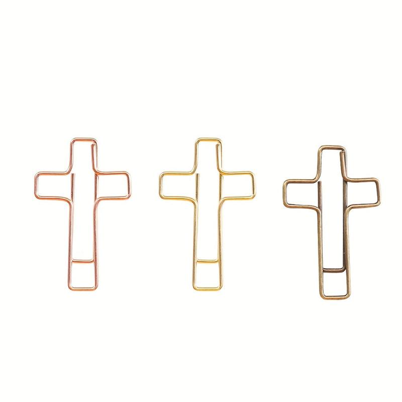 20pcs Cross Shape Rose Golden Paper Clips Small For School Office