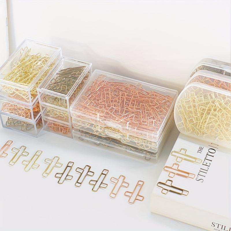 20pcs Cross Shape Rose Golden Paper Clips Small For School Office