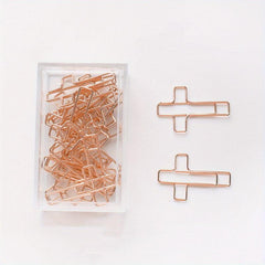 20pcs Cross Shape Rose Golden Paper Clips Small For School Office